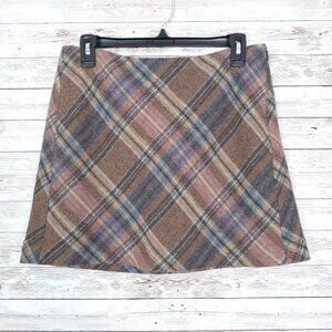 Gap Womens Wool Blend Mini Skirt Size 4 Lined Brown Plaid Side Zip 629
